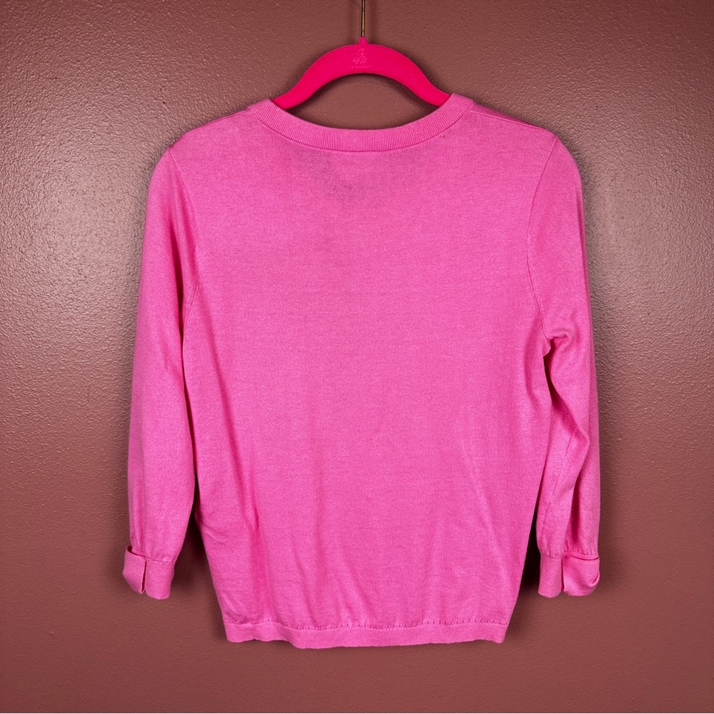 Kate Spade hot pink light weight cardigan bow on cuffs size small - Picture 8 of 8
